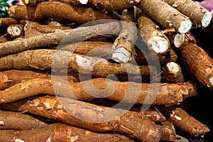 Fresh cassava Yuca in the market