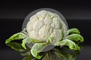 Fresh Cauliflower on black