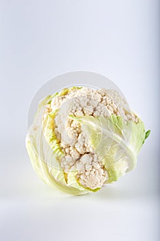 Fresh cauliflower isolated on white background. Close up.