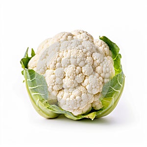 Fresh cauliflower vegetable ingredient for cooking recipe on white background Generative AI Illustration