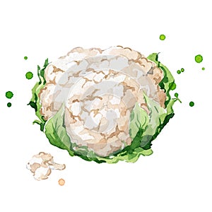 Fresh cauliflower watercolor painting