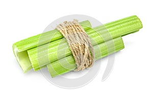 Fresh celery stems on a white background cutout