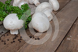 Fresh champignons and parsley