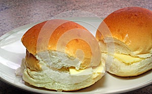 Fresh cheese bread rolls or buns.