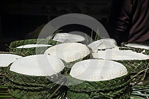 Fresh cheese for sale called Jben at the souk at Fez el Bali.