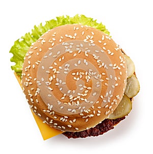 Fresh cheeseburger isolated on white