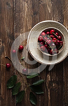 Fresh Cherries on a rusty table