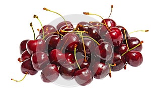 Fresh cherries on white background