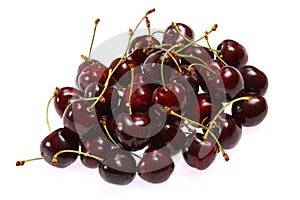 Fresh cherries on white background