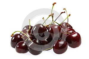 Fresh cherries on white background