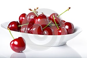 Fresh cherry berries in a plate