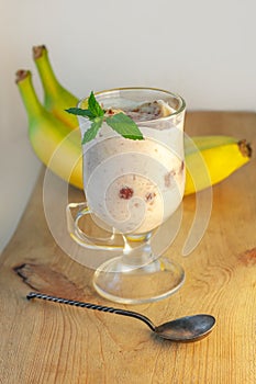 fresh cherry dessert in a glass with yogurt