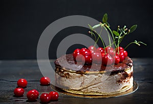 Fresh cherry milk chocolate birthday cake