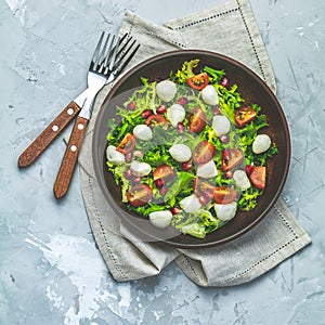 Fresh Cherry Tomato, Mozzarella salad with green lettuce mix