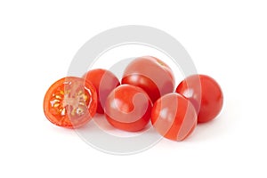 Fresh cherry tomatoes isolated on white background