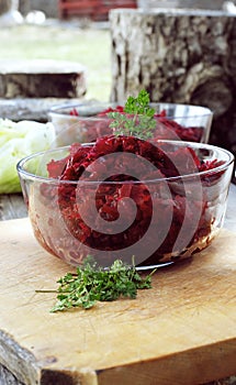 Fresh chervil with beetroot