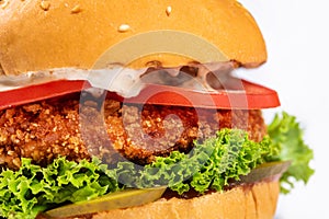 Fresh chicken burger isolated on a white