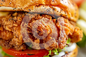 fresh chicken burger sandwich with ingredients and spices, Macro