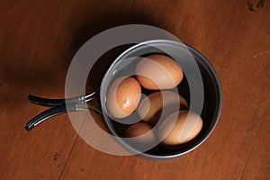 Fresh chicken eggs with artistic shell pattern