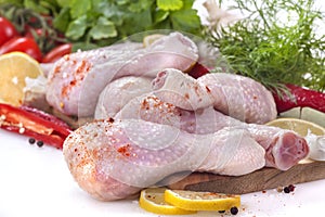 Fresh chicken legs with ingredients