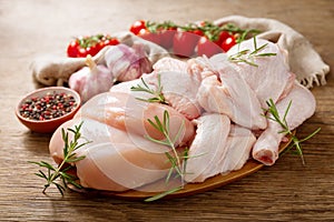 Fresh chicken meat with rosemary