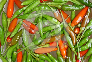 Fresh chilies of various colors.