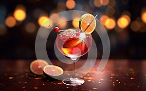 Fresh Chilled Craft Cocktail on Colourful Blurry Background