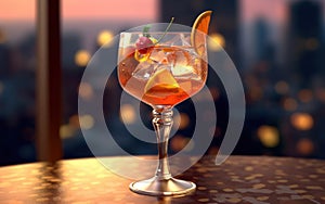 Fresh Chilled Craft Cocktail on Colourful Blurry Background