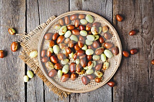 Fresh Chinese date fruits-Ziziphus jujuba fruits on the dark background