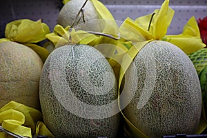 Fresh chinese melons in supermarket photo