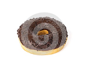Fresh chocolate donut isolated on a white background