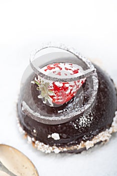 Fresh chocolate strawberry mousse