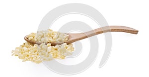 Fresh chopped garlic on white background