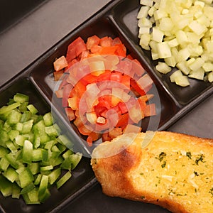 Fresh chopped vegetables with bread