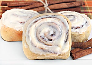 Fresh cinnamon buns with selective foucs.