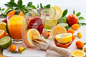 Fresh citrus juices photo
