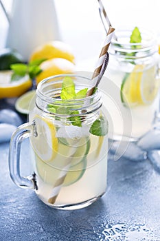 Fresh citrus lemonade in mason jars
