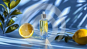 Fresh Citrus and Perfume Bottle in Sunlight photo