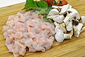 Fresh and clean chicken breast cut julien