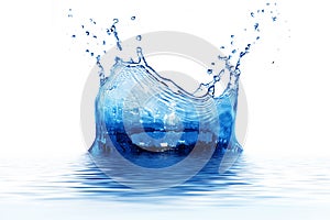 Fresh clean water splash in blue