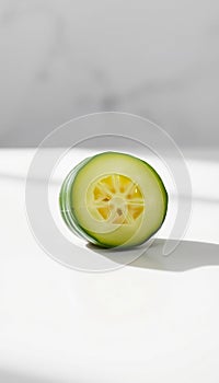 Single Green Cucumber Slice photo