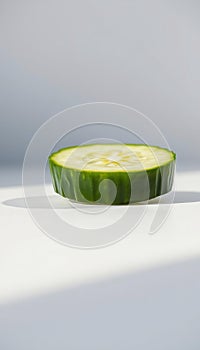 Single Green Cucumber Slice photo