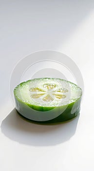Single Green Cucumber Slice photo