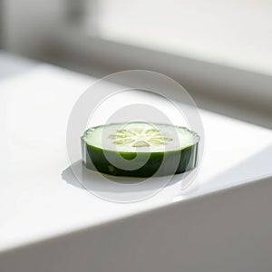 Single Green Cucumber Slice photo