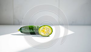 Single Green Cucumber Slice photo