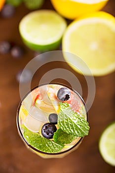 Fresh cocktail with mint, grapefruit