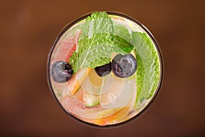 Fresh cocktail with mint, grapefruit