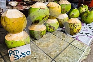 Fresh Coconit at Roadside Stall in Borneo