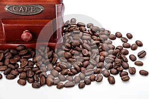 Fresh Coffee Bean And Coffee Bean Grinder Closeup