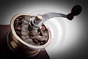 Fresh Coffee Bean And Coffee Bean Grinder Closeup